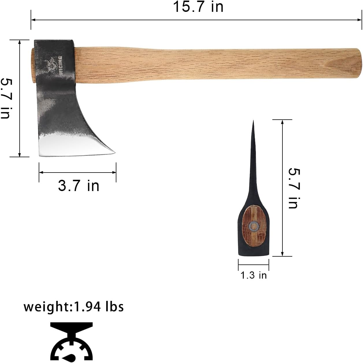 15.7" Throwing Axe, 1065 Manganese Steel Throwing Hatchet Beech Wood Handle for Axe Throwing Competitions