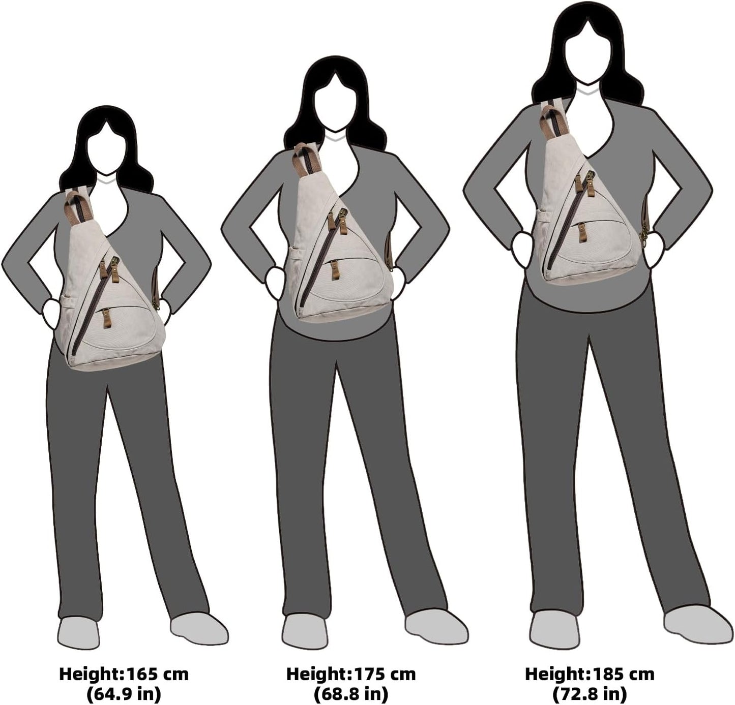 KL928 Canvas Sling Bag - Small Crossbody Backpack Shoulder Casual Daypack Rucksack for Men Women(Large Version)