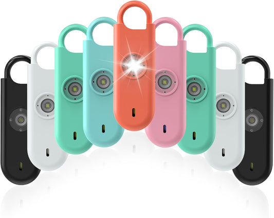 140dB Personal Safety Alarm for Women, 9 Pack Safe Alarm Protection Keychain with Strobe Light & Low Battery Notice, Security Siren Self Defense for Kids Seniors College Girls