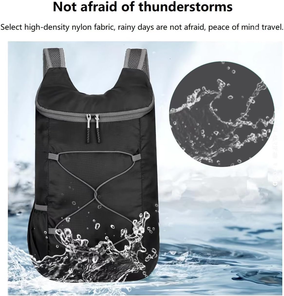 16L Lightweight Foldable Hiking-Backpack Small Packable-Daypack For Travel,Ultralight Water-Resistant Gym Bag Men Women Easy Carry-on (Black&Gray)