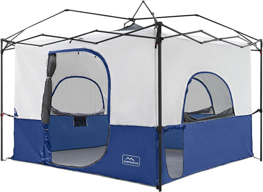 KAMPKEEPER Camping Inner Tent, Converts 10'x10' Straight Leg Pop Up Canopy into Camping Tent, with 1 Dog Hole–Fully Vented Roof(Canopy & Frame NOT Included), Navy Blue