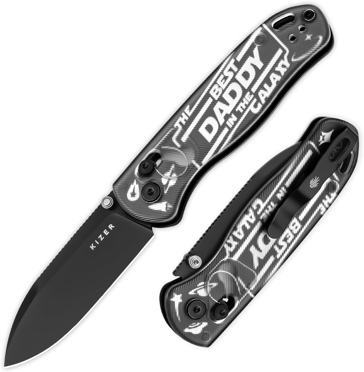 Kizer Drop Bear EDC Pocket Knife, 2.97” Nitro-V Blade Acrylic Handle Folding Knife with Thumb Stud Opener, Clutch Lock EDC Knives for Father Dad Gift V3619A11