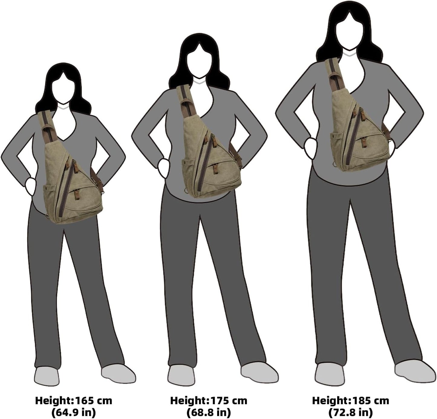 KL928 Canvas Sling Bag - Small Crossbody Backpack Shoulder Casual Daypack Rucksack for Men Women(Large Version)