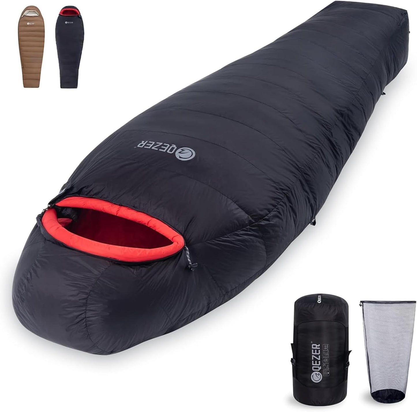 0 Degree Sleeping Bag for Adults 650 Fill Power Down Sleeping Bag for Cold Weather -20F / -8F / 0F / 10F Large Lightweight