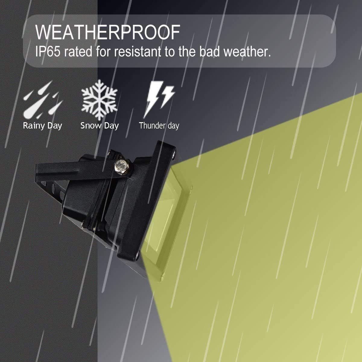 10W Led Flood Light 12V Ac or Dc Warm White Waterproof Outdoor Lights 750lm 80w Halogen Bulb Equivalent Black Case for Trees Yard (10 Pack)