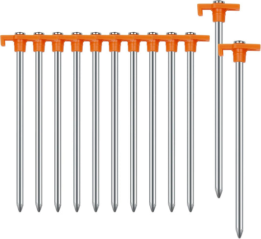 12PCS Tent Stakes,Camping Stakes,AVOFOREST 7.1Inch Non-Rust Metal Tent Pegs Ground Stakes Tent Spikes Camping,Hiking Orange