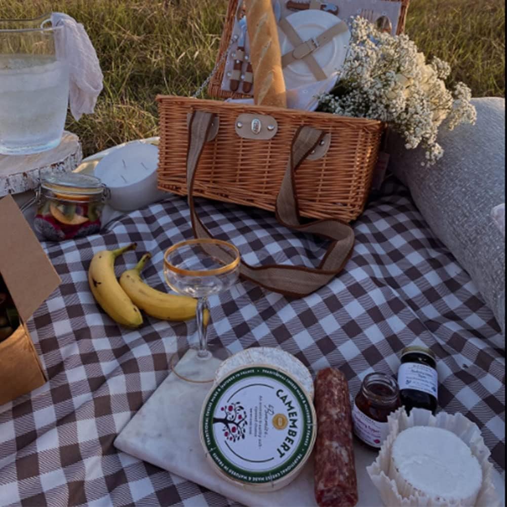 K Y KANGYUN Extra Large Picnic Blanket Outdoor Beach Blankets, Water-Resistant Foldable Sandproof Blankets Cute Picnic Mat for Beach, Camping Grass Lawn Park Mats (Brown 2, 80x80 in)