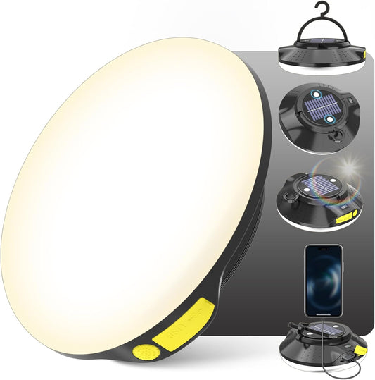 12000mAh 20000LM Solar Portable LED Camping Lantern, Rechargeable Light 120W with Magnet , Flashlight, IPX66 Waterproof Tent Lights Power Failure Emergency for Power Outages, Emergency, Tent, Outdoor