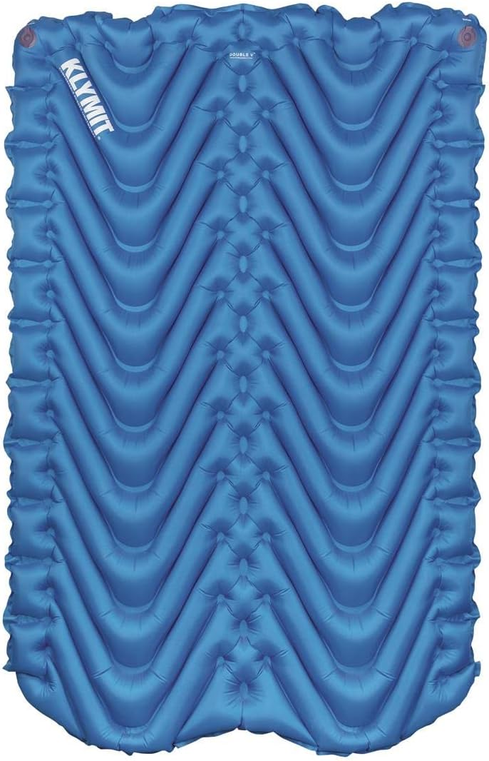 KLYMIT Double V Inflatable Sleeping Pad | Thick, Lightweight, Easy to Inflate, Foldable Air Bed Mattress for Camping & Backpacking