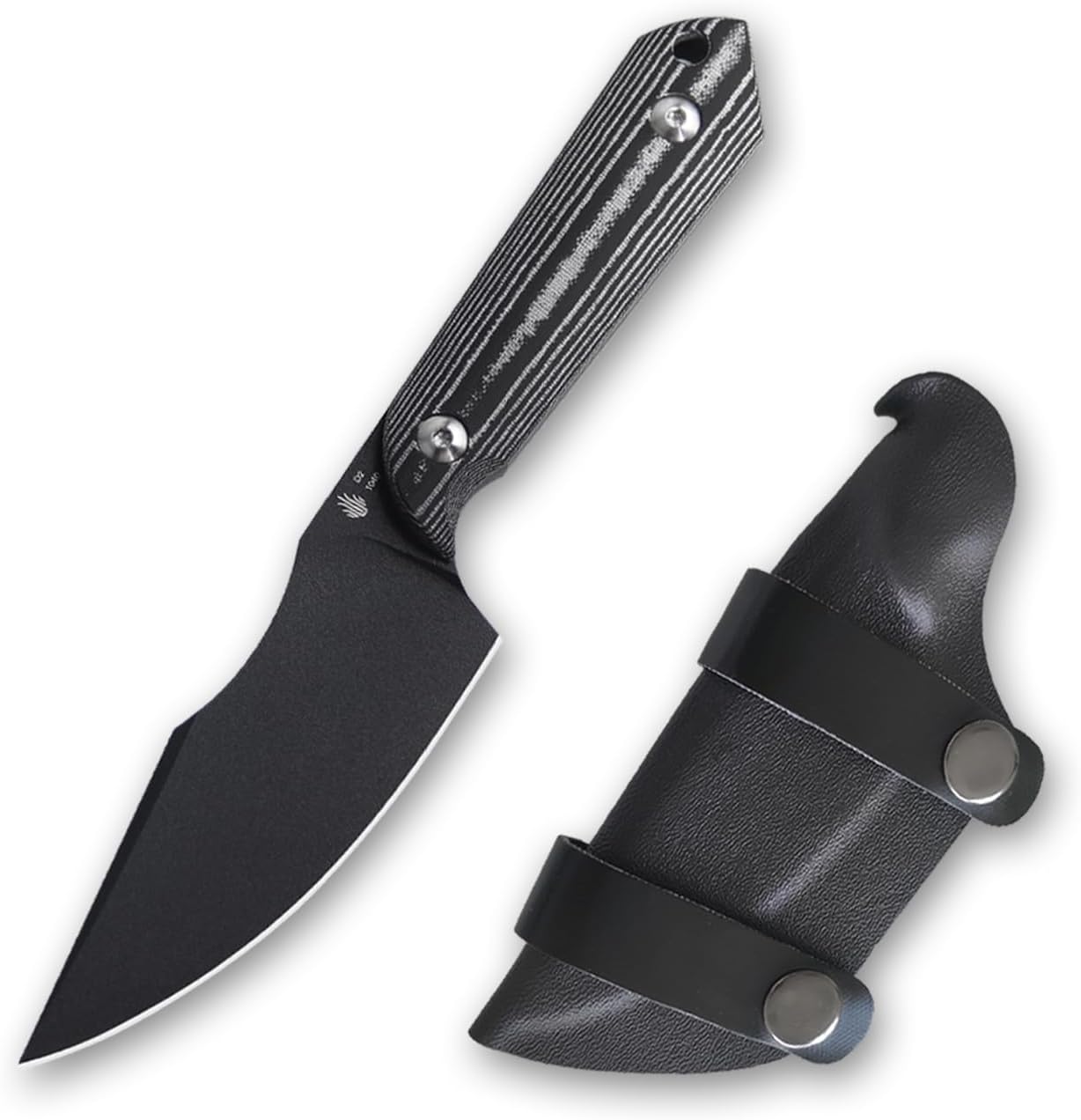 Kizer Harpoon Fixed Blade Knife, D2 Blade with Black Micarta Handle Hunting Knife, EDC Fixed Blade Knife with Sheath, Hiking Camping Knife 1040A1