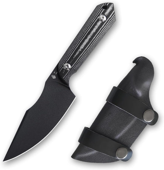 Kizer Harpoon Fixed Blade Knife, D2 Blade with Black Micarta Handle Hunting Knife, EDC Fixed Blade Knife with Sheath, Hiking Camping Knife 1040A1