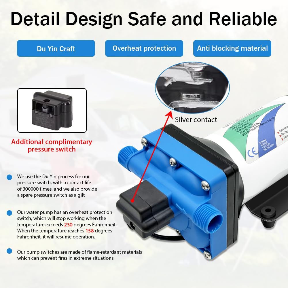 110V Electric High Pressure Water Pump with Diaphragm, Inline Water Transfer Pump, Camper Water System, On-Demand Water Pressure Booster Pump for Garden Hose & Water Pumps"