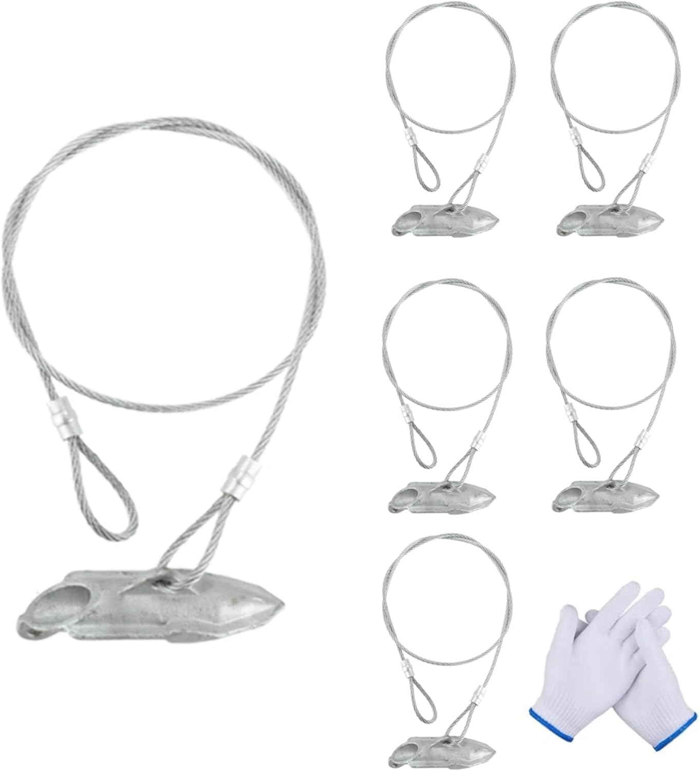 (6 Pack) Drive-In Ground Earth Anchors with 30inch Cable, Earth Anchor Heavy Duty for High Winds, Easy Hook Anchor for Fixing Shed, Carports, Tent, Swing Set, Greenhouse, Gazebo. (30inch - 6pcs)