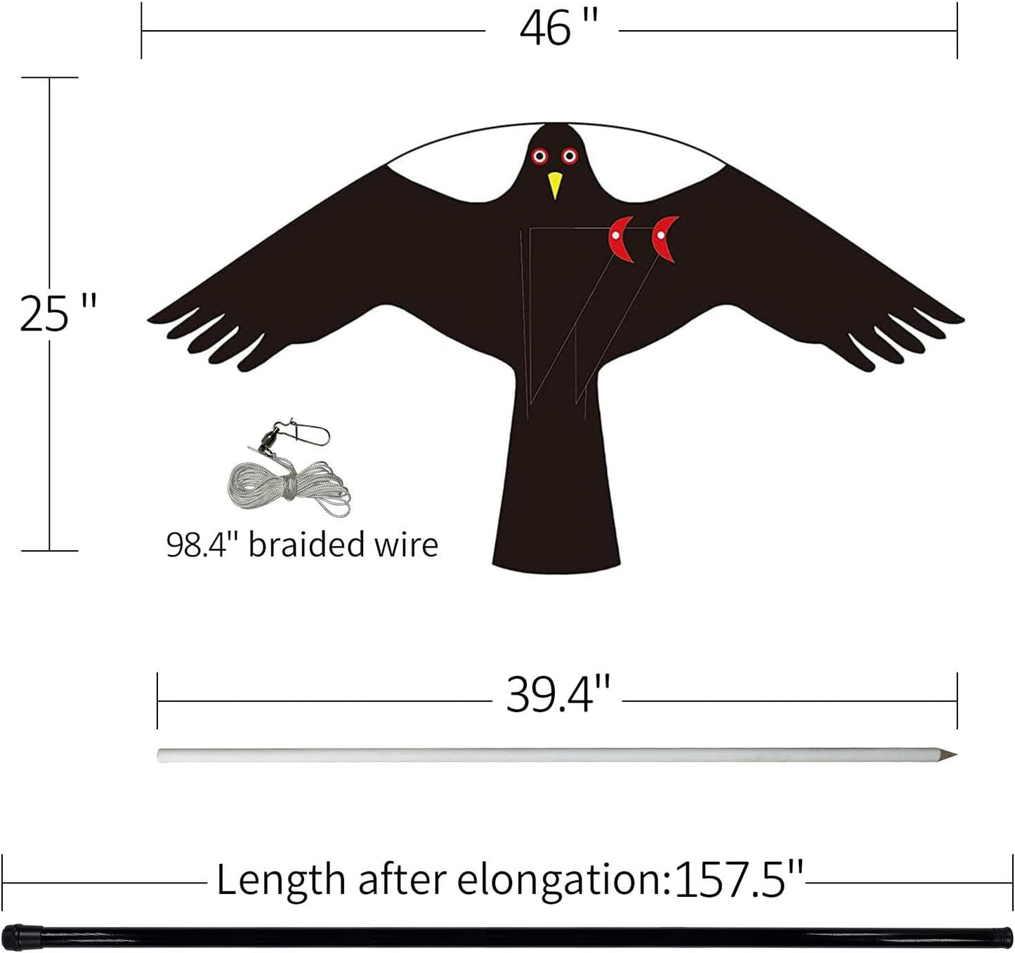 eyijklzo Bird Scarer Flying Kite Crops Farm Flying Bird Hawk Flying Kite