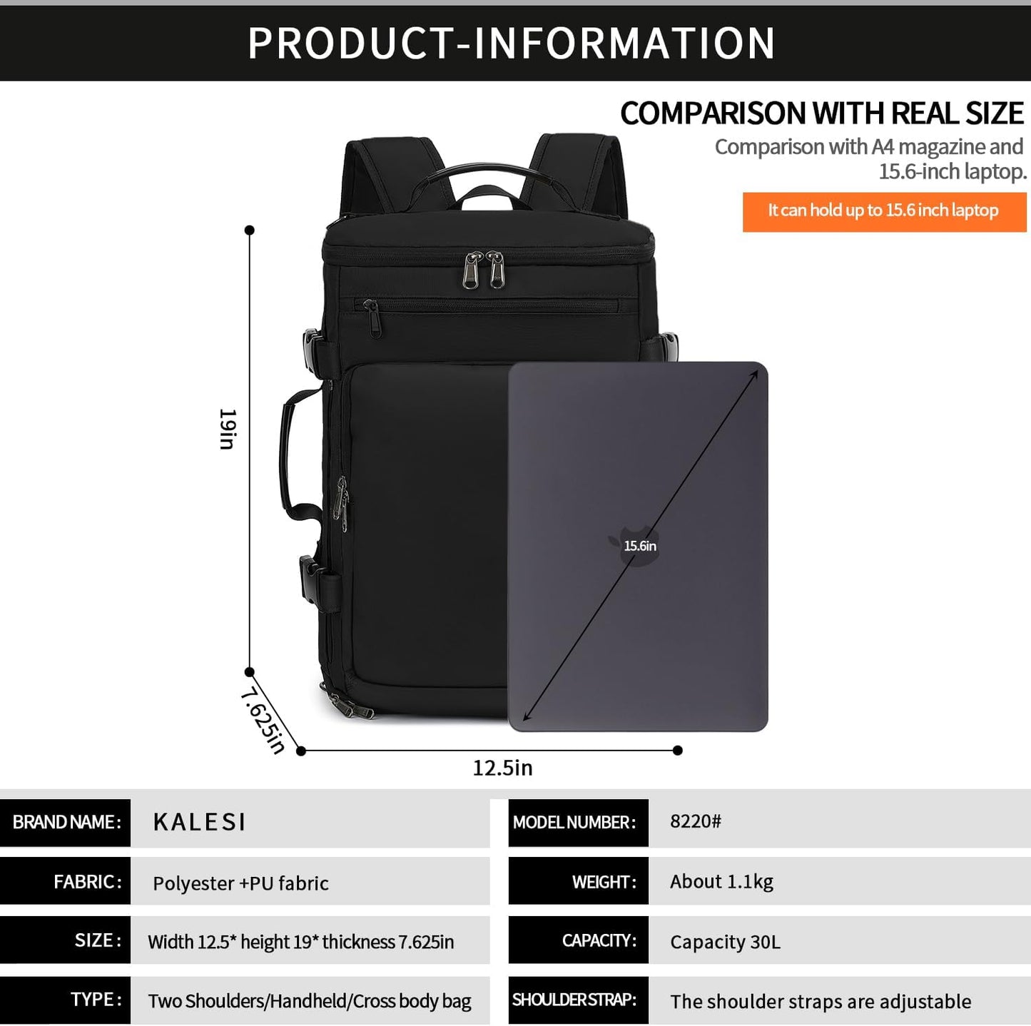 Kalesi Gym Duffle Bag Backpack 4-Way Waterproof with Shoes Compartment for travel Sport Hiking laptop