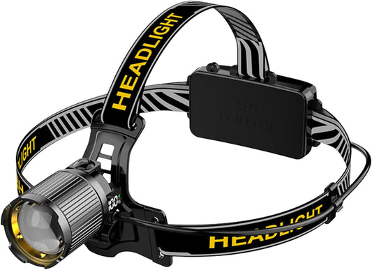 1200LM Headlamp Rechargeable, 3Modes Led HeadLamps, Lightweight, Waterproof & Smart Gesture-Sensing Headlight 90°Adjustable Zoom HeadLights for Forehead, Hardhat Headlamp for Outdoor Camping Hiking