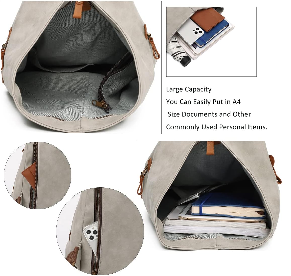 KL928 PU Leather Vintage Backpack – Large Casual Daypack Outdoor Travel Rucksack Hiking Backpacks for Men Women