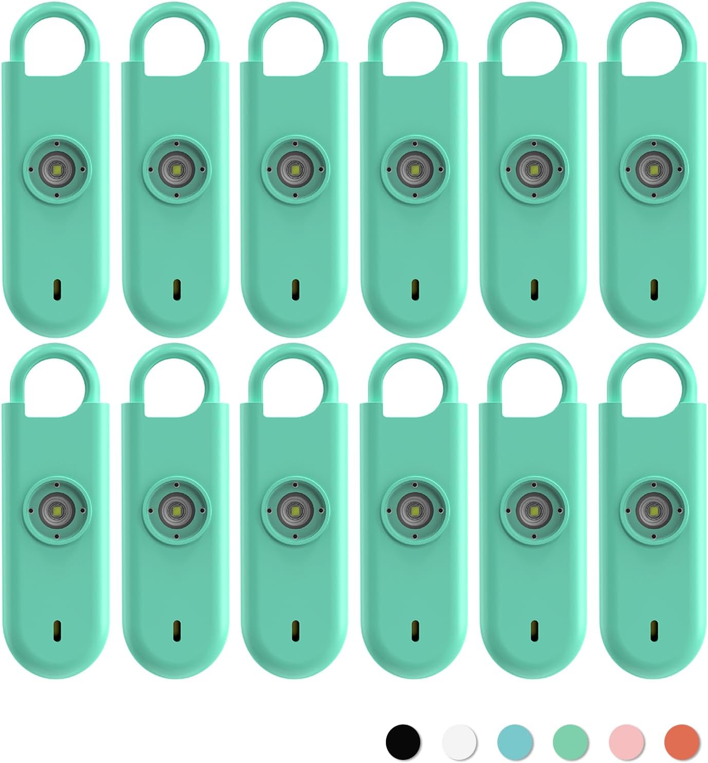 140dB Personal Safety Alarm for Women, 12 Pack Safe Alarm Protection Keychain with Strobe Light with Low Battery Notice, Security Siren Self Defense for Children Seniors College Girls(Green)