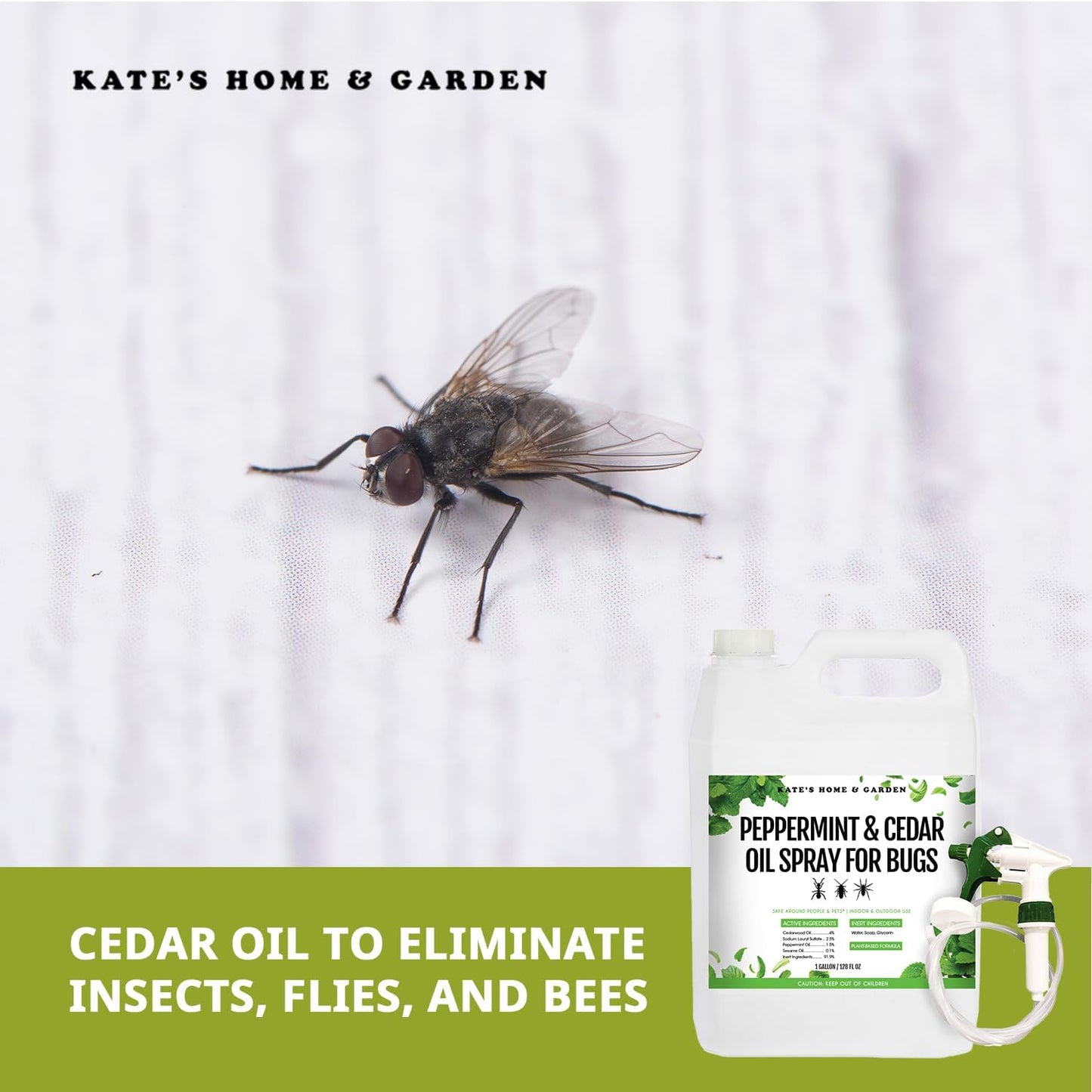 Kate's Home & Garden Peppermint Oil Spray for Bugs, Ants, Insects, Spiders, Stink Bug. Pesticide and Insecticide Indoor Repellent Pest Control with Cedarwood Oil (Gallon, Natural, Pet Safe, Non Toxic)