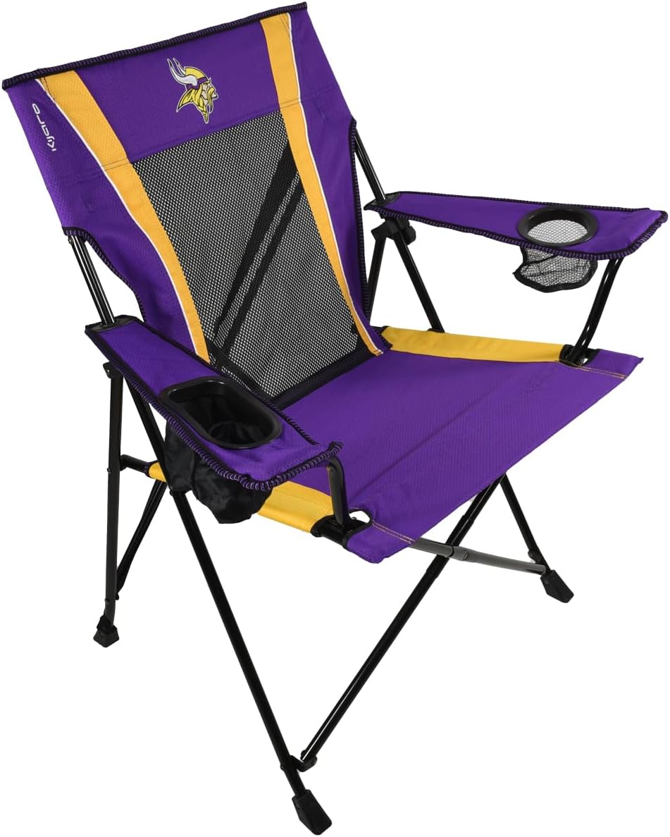 Kijaro Dual Lock Pro Sports Fan Folding Chair, 26" L x 35.5" W x 37" H, Minnesota Vikings
