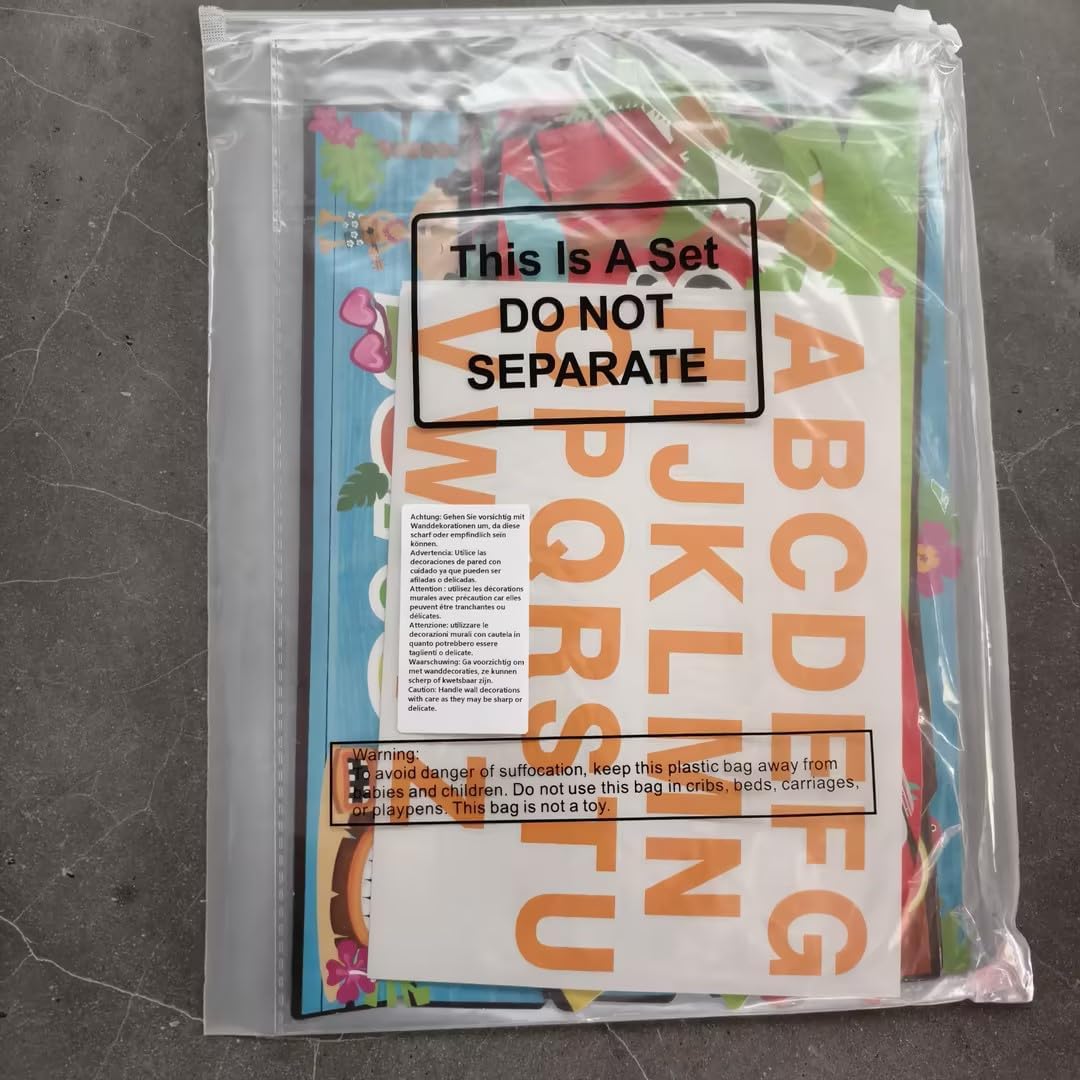 Jetec 20 Pieces Luau Party Welcome Sign, Tropical Hawaiian Summer Themed Party Decorations Hawaiian Welcome Sign Front Door with 4 Sheet Stickers