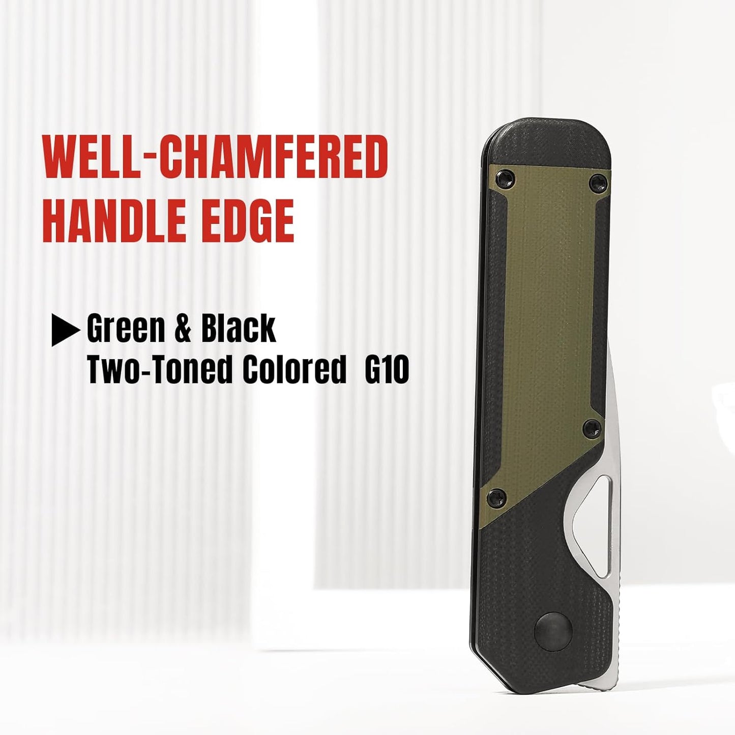 Kizer Militaw EDC Pocket Knife, 3.36'' Nitro V Blade Folding Knife, Black&Green G10 Handle with Pocket Clip, Thumb Hole & Front Flipper Opener, Camping Hunting Knife for Men Women Gift V3634M1