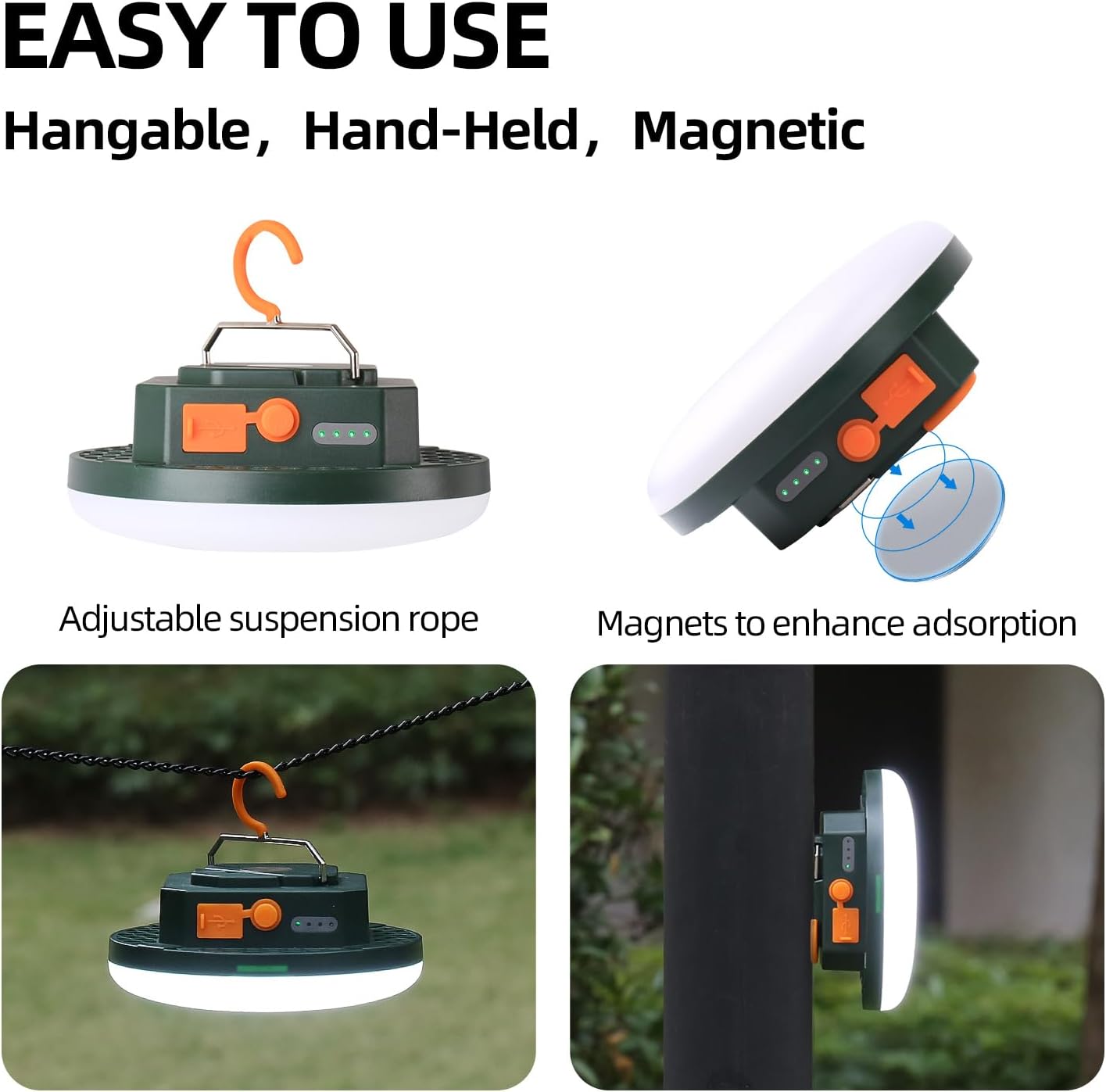 10000mAh Rechargeable Tent Light 3 Lighting Modes, 4000LM LED Portable Camping Lantern, IPX5 Waterproof, 30W Hanging Tent Light with Magnet, for Emergency & Gift