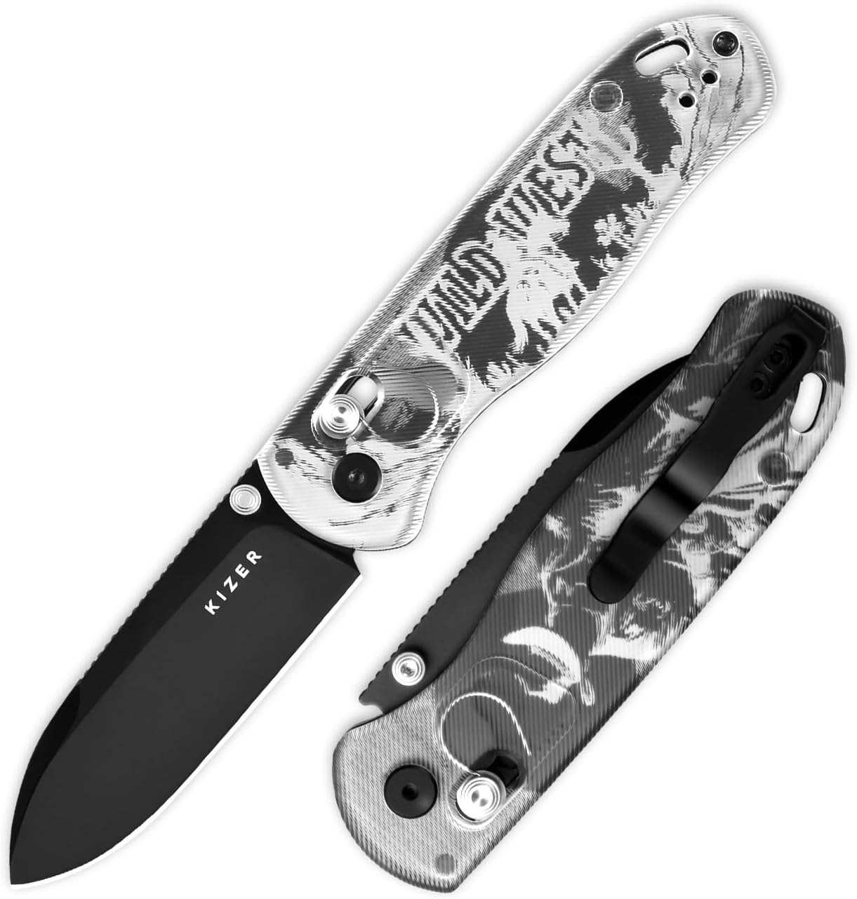 Kizer Drop Bear EDC Pocket Knife, 2.97” Nitro-V Blade Acrylic Handle Folding Knife with Thumb Stud Opener, Clutch Lock EDC Knives for Hunting Camping Fishing, Gift for Men Women V3619A15