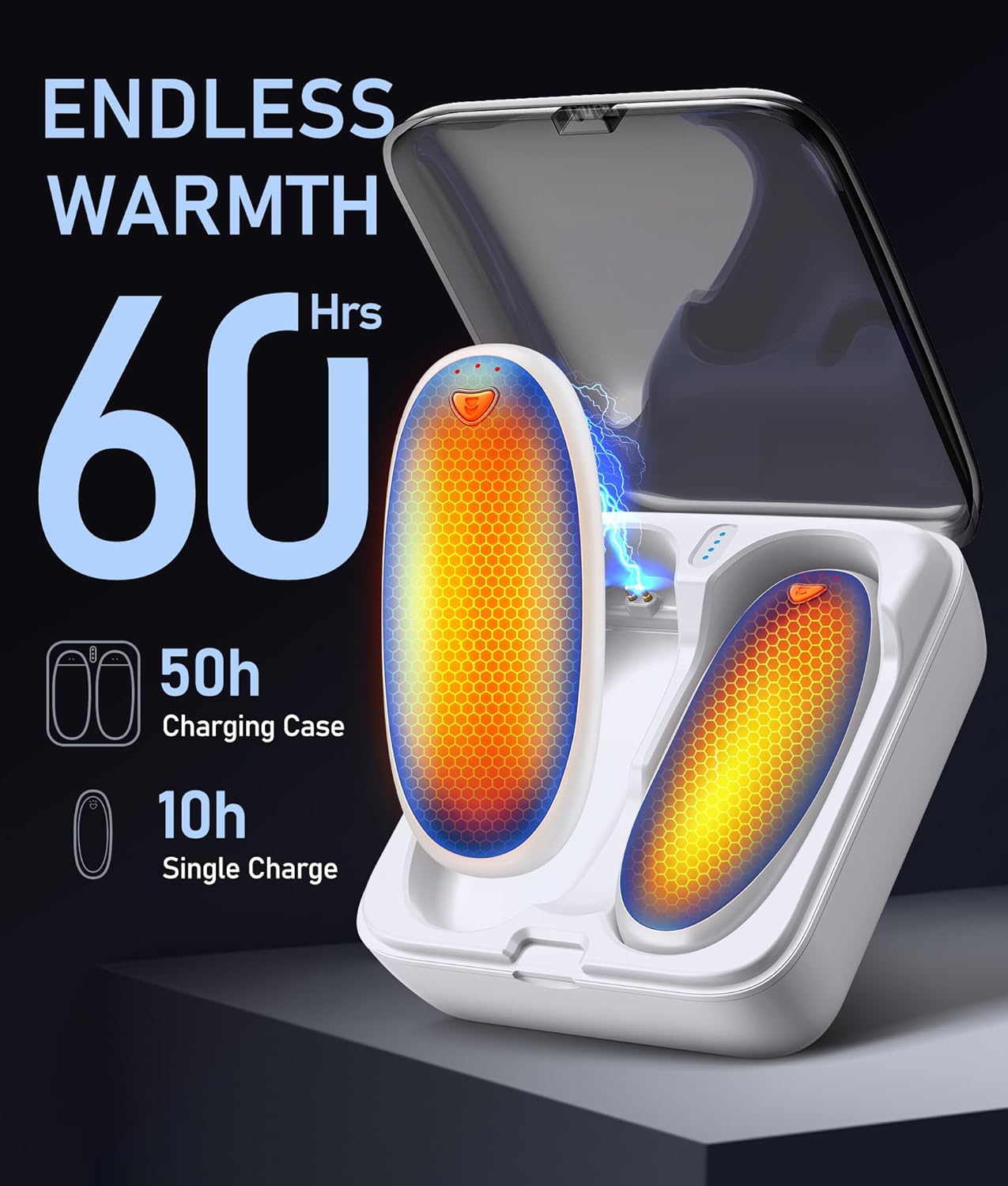 14000 mAh Hand Warmers Rechargeable 2 Pack, AI Hand Warmer with Charging Case Last 60H, 1S Fast Heat, Portable Electric Pocket Heater, Golf Hunting Camping Hiking