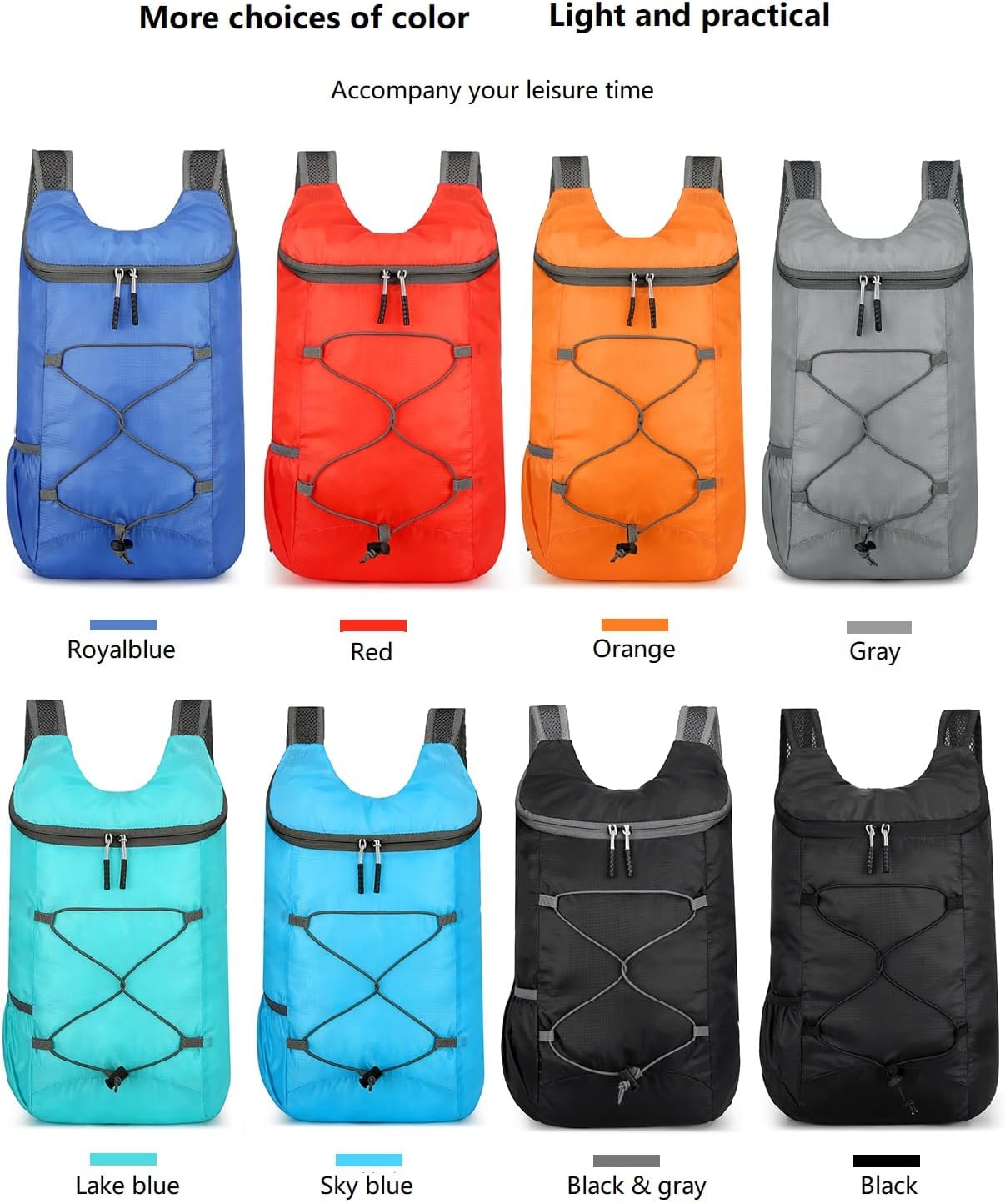 16L Lightweight Foldable Hiking-Backpack Small Packable-Daypack For Travel,Ultralight Water-Resistant Gym Bag Men Women Easy Carry-on (Black)