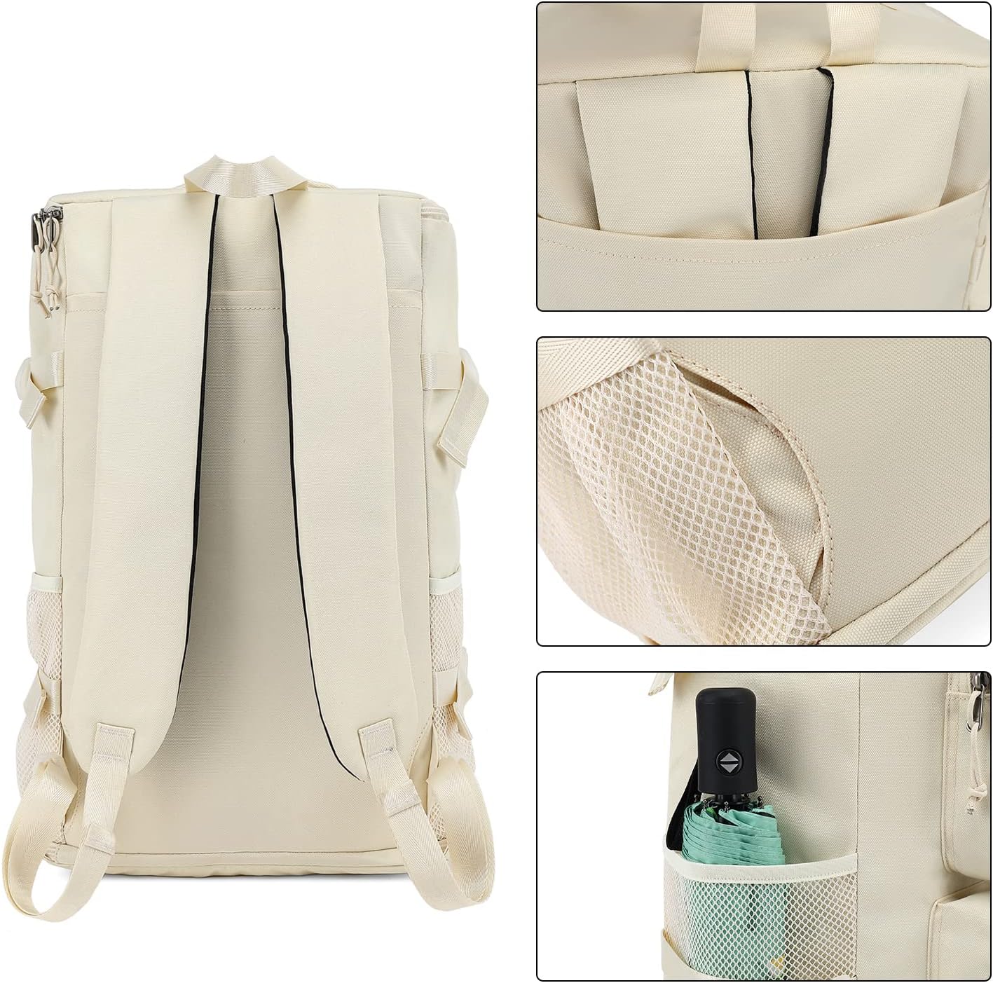 Kalesi Gym Duffle Bag Backpack 4-Way Waterproof with Shoes Compartment for travel Sport Hiking laptop (Sea salt white)