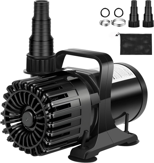 100W 1800 GPH Pond Pump for Outdoor Ponds with 180° Adjustable Outlet, Ultra-Quiet Fountain Pump with Barrier Bag & 20FT Power Cord, Waterfall Pump, UL Listed