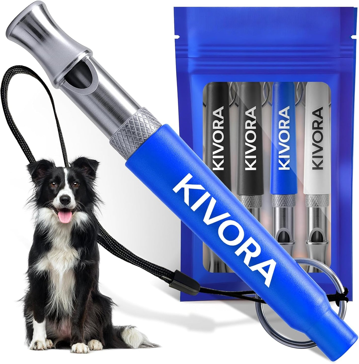 KIVORA 4 Pack Dog Whistle to Stop Barking Neighbors Dog,304 Stainless Steel Adjustable Ultrasonic Silent Dog Training Whistle for Recall & Bark Control,Professional Whistle Suitable for All Dogs