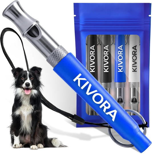 KIVORA 4 Pack Dog Whistle to Stop Barking Neighbors Dog,304 Stainless Steel Adjustable Ultrasonic Silent Dog Training Whistle for Recall & Bark Control,Professional Whistle Suitable for All Dogs