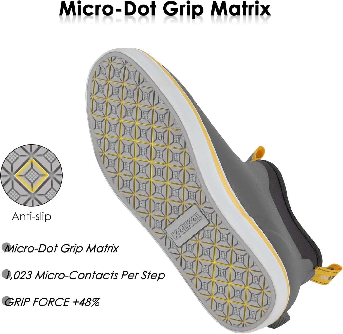 Kalkal Men's Deck Boots, Waterproof Fishing Rain Boots with High Traction, Men's Rubber Boots For Gardening Fishing Boating Camping Sailing