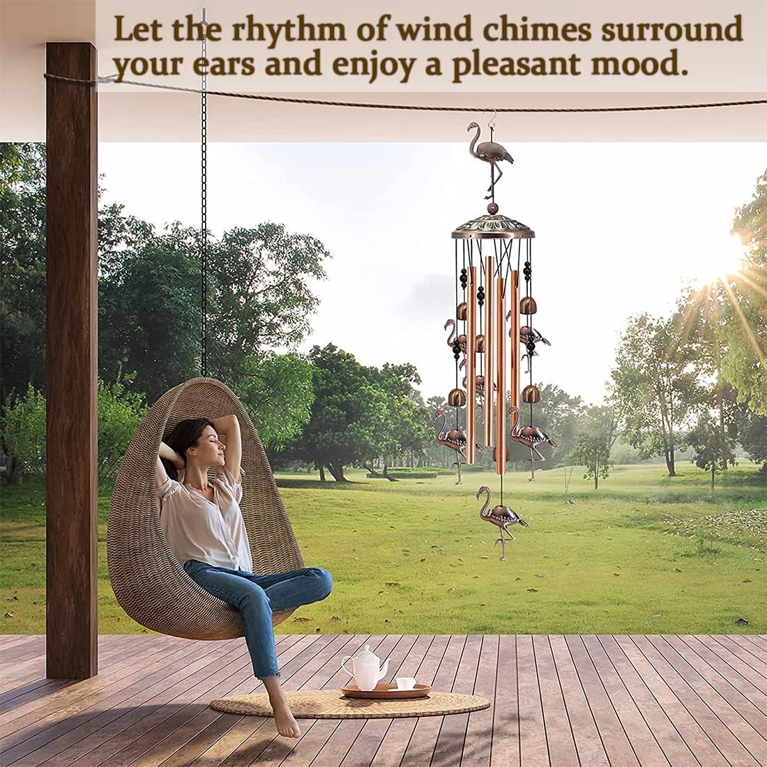 JUNQIU Flamingo Gifts for Women, Flamingo Wind Chimes for Outside, Gifts for Mother/Mom/Grandma/Sister/Mom