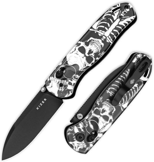 Kizer Drop Bear EDC Pocket Knife, 2.97” Nitro-V Blade Acrylic Handle Folding Knife with Thumb Stud Opener, Clutch Lock EDC Knives for Men Women Gift V3619A12