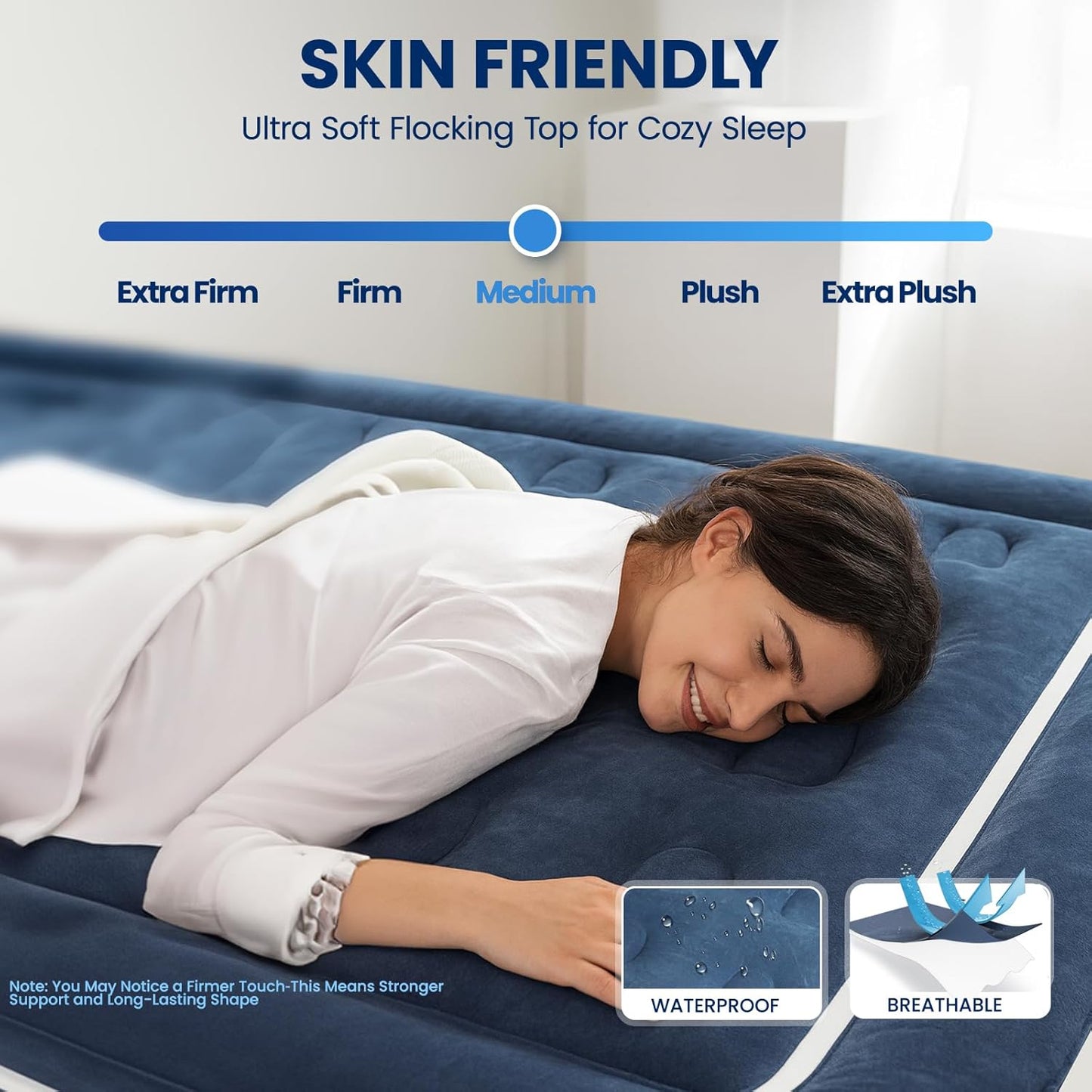 KINGJERRY Twin Air Mattress with Built in Pump and 4 Portable Handles, 18" Raised Comfort Blow Up Mattress for Guests, 440lb Support Air Bed with Carry Bags, Heavy Duty Inflatable Bed for Home&Camping