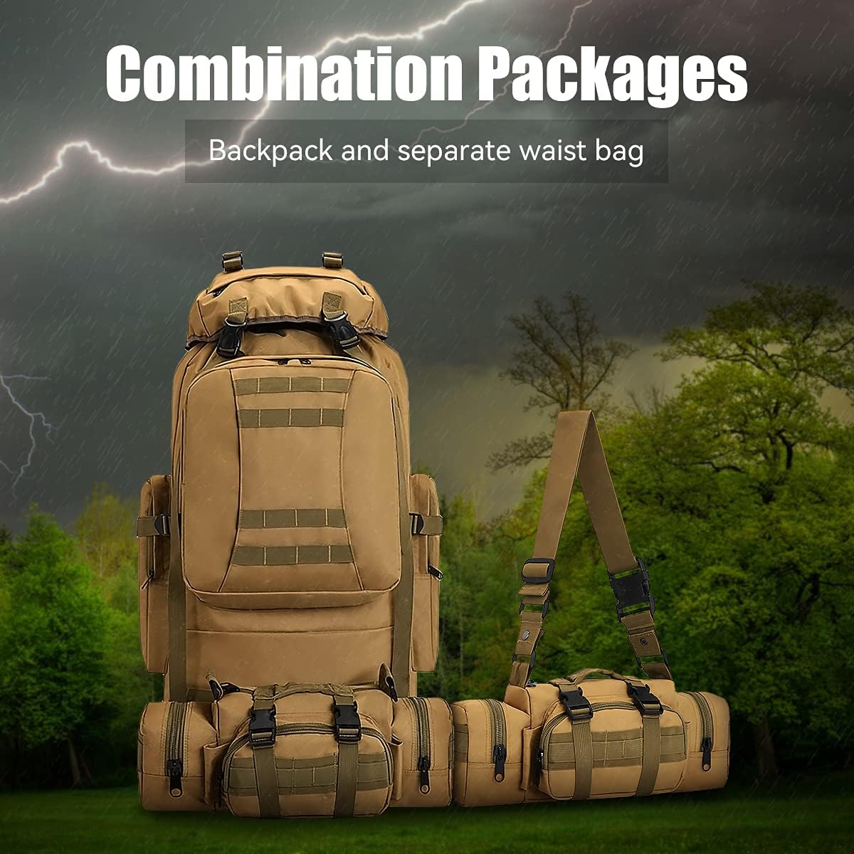 King'sGuard 100L Camping Hiking Backpack Molle Rucksack Military Camping Backpacking Daypack