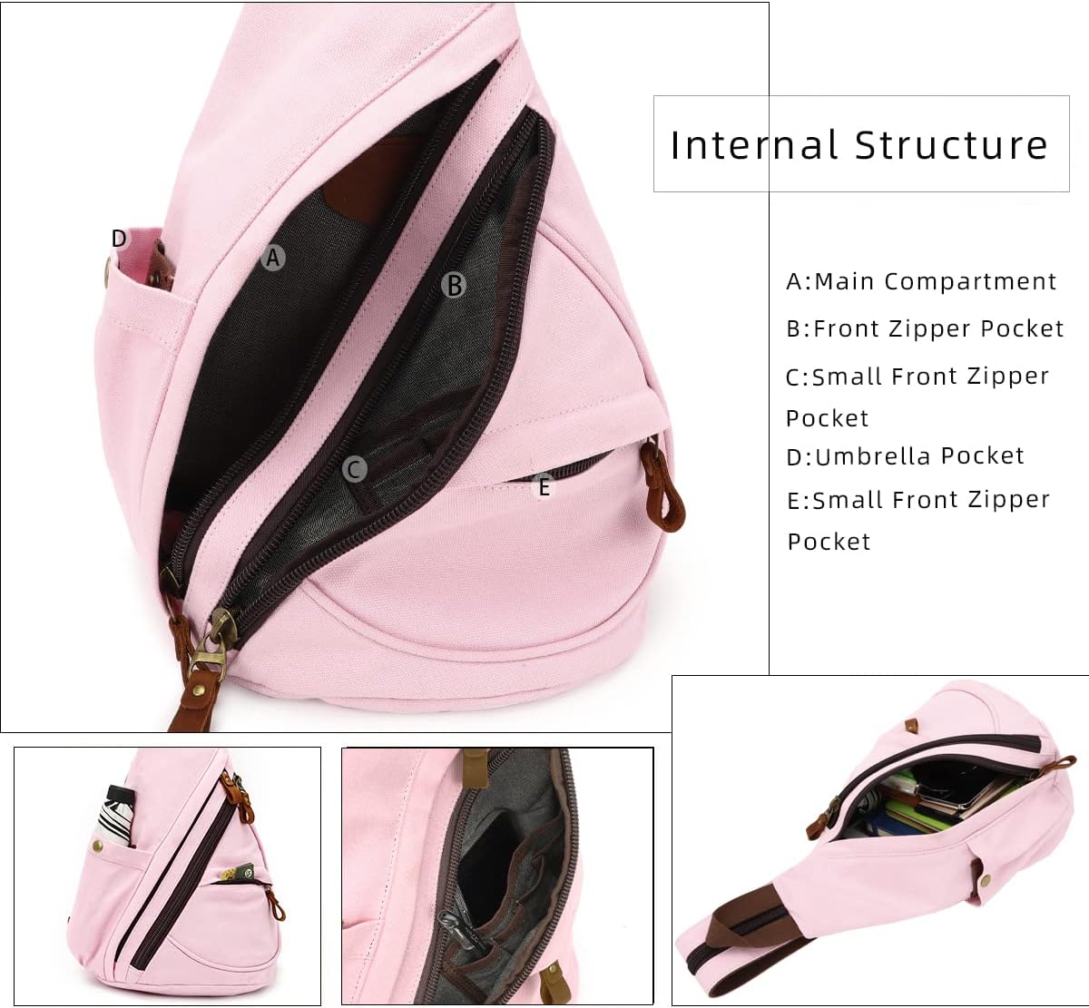KL928 Canvas Sling Bag - Small Crossbody Backpack Shoulder Casual Daypack Rucksack for Men Women(Large Version)