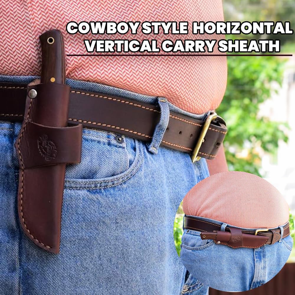 Knives Ranch Camper One | 8 inch horizontal Carry Bushcraft, Camping, Hunting & Outdoors Knife | High Carbon SS 440-C | 59 Hardness | Cowboy Style Dual Carry Sheath (Camper One 3090-SS-IRW)