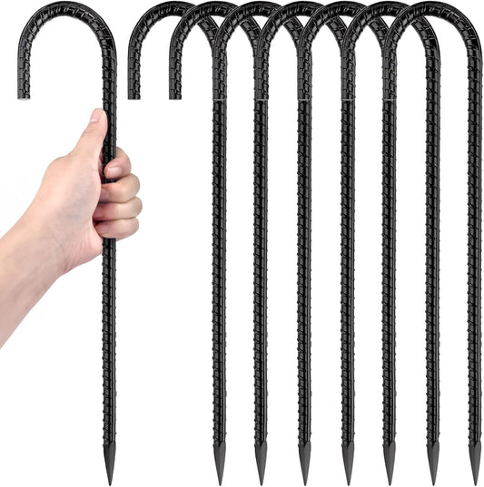16 Inch Ground Stakes Heavy Duty,8 Pack Metal Fence Stakes for Ground for Wire Fencing,Heavy Duty Long Tent Stakes for Trampolines Camping Canopies and Swing Set