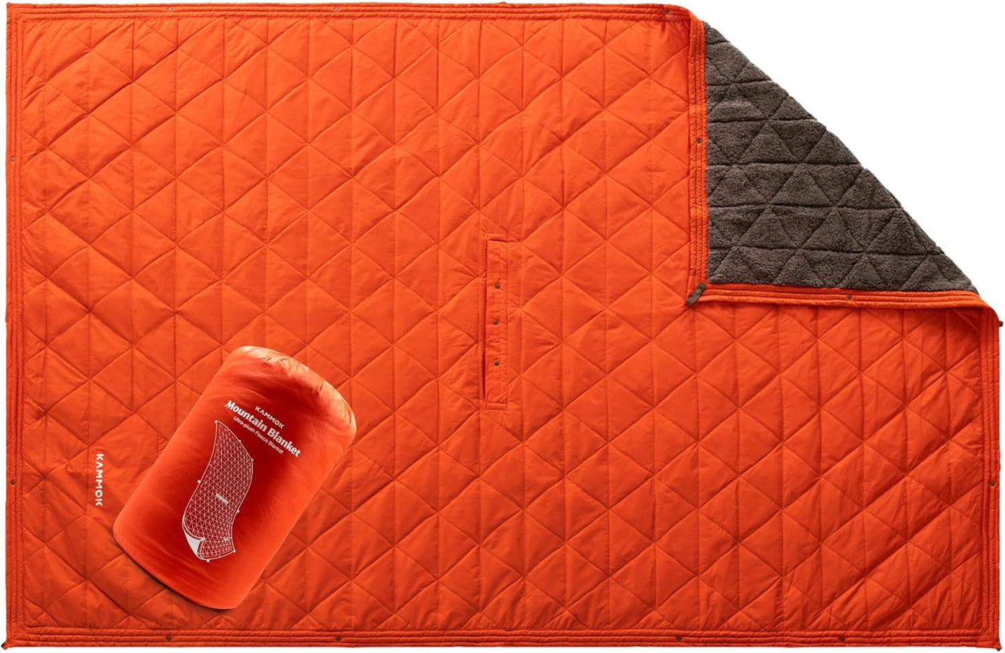 KAMMOK Mountain Blanket - Ultra-Plush Fleece, Water Resistant, Portable, Durable, Indoor/Outdoor Camp Blanket (84 in × 50 in) - Ember Orange