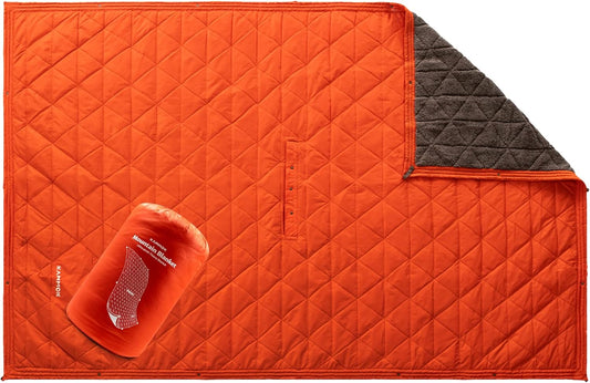 KAMMOK Mountain Blanket - Ultra-Plush Fleece, Water Resistant, Portable, Durable, Indoor/Outdoor Camp Blanket (84 in × 50 in) - Ember Orange