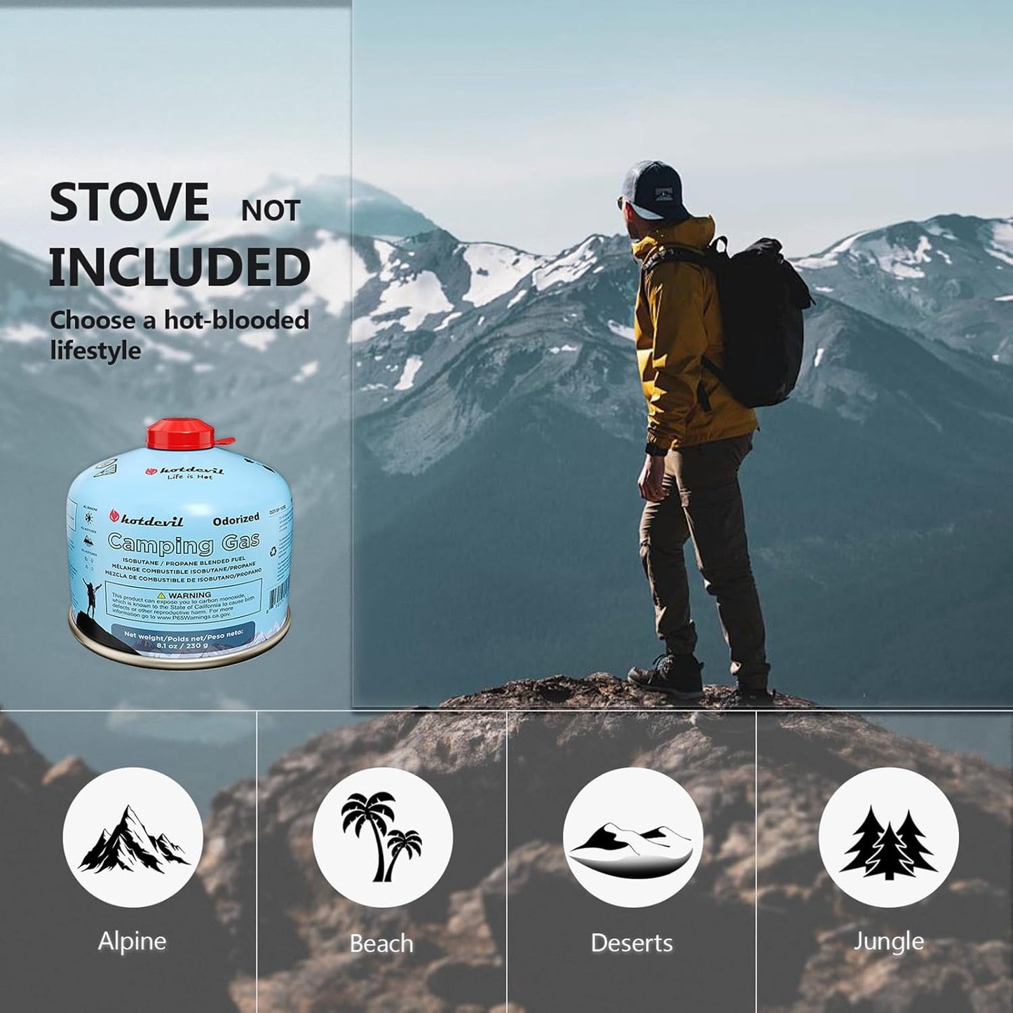 KOMAN Isobutane Fuel Canister 230 Gram Camping Stove Fuel Butane Propane Blend Camping Fuel Gas Canister Butane Fuel Canister Backpacking Stove Fuel (Pack of 6)