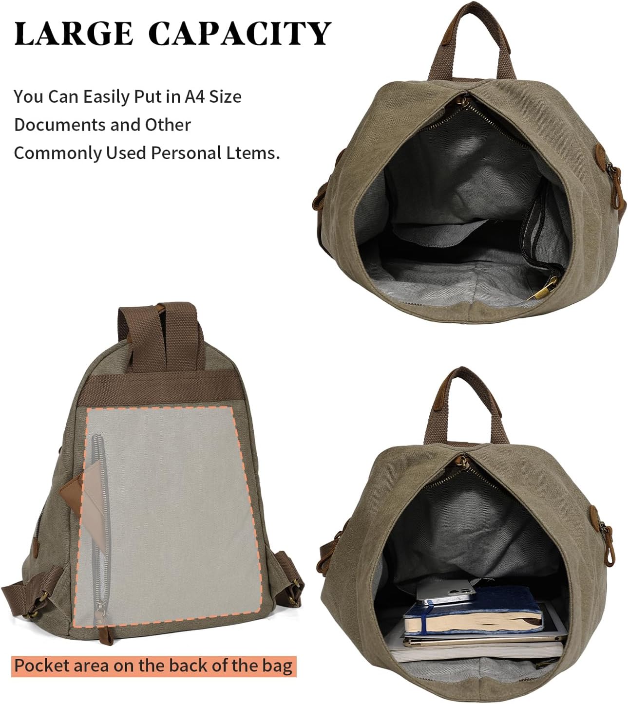 KL928 Canvas Vintage Backpack – Large Casual Daypack Outdoor Travel Rucksack Hiking Backpacks for Men Women