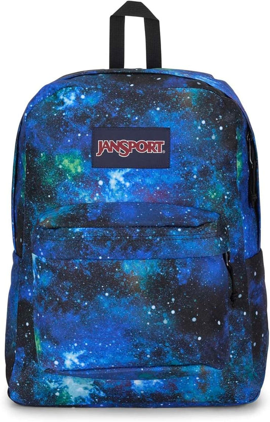 JanSport SuperBreak One Backpack - Durable, Lightweight Bookbag with 1 Main Compartment, Front Utility Pocket with Built-in Organizer - Premium Backpack, Cyberspace Galaxy