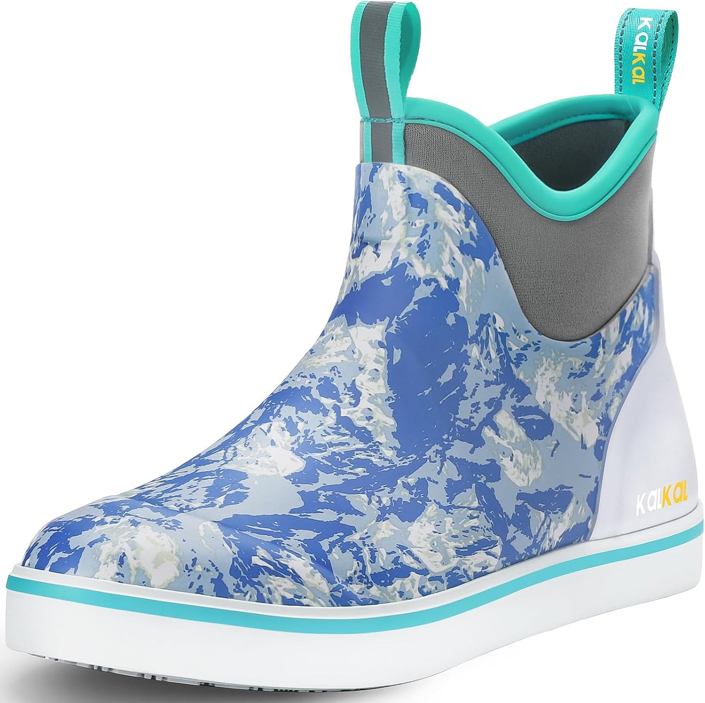 Kalkal Men's Deck Boots, Waterproof Fishing Rain Boots with High Traction, Men's Rubber Boots For Gardening Fishing Boating Camping Sailing