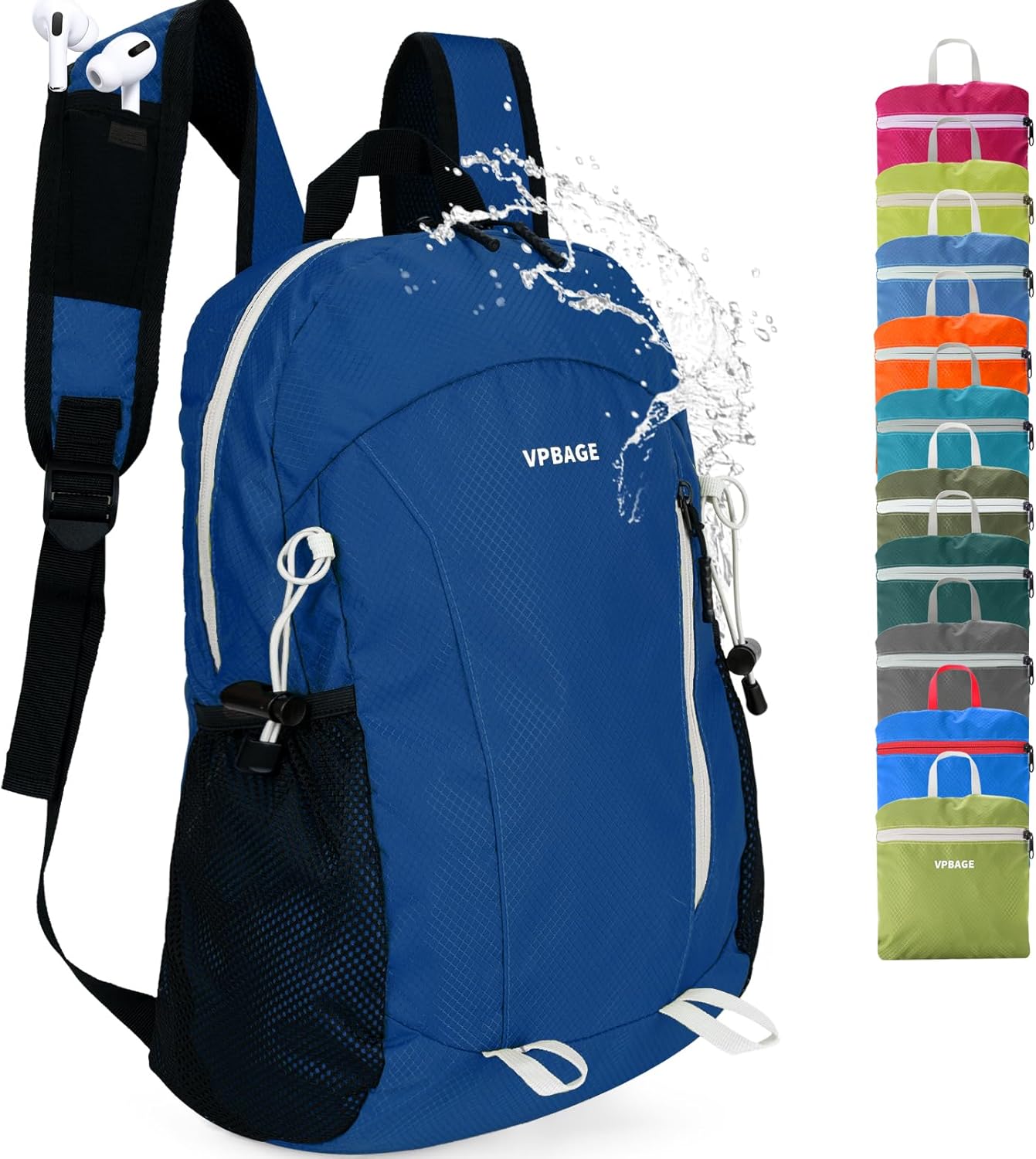 15L Water-resistant Hiking Daypack, Small Backpack Travel Outdoor, Lightweight Day Pack with Tool Loops