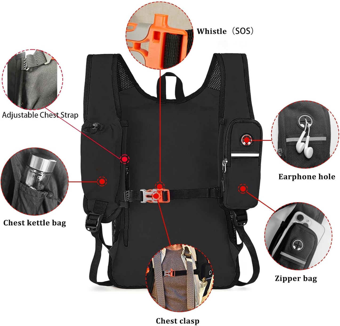 15L Small Hiking Backpack Foldable Ultralight Trekking Camping Outdoors Backpack for Women Men (black)